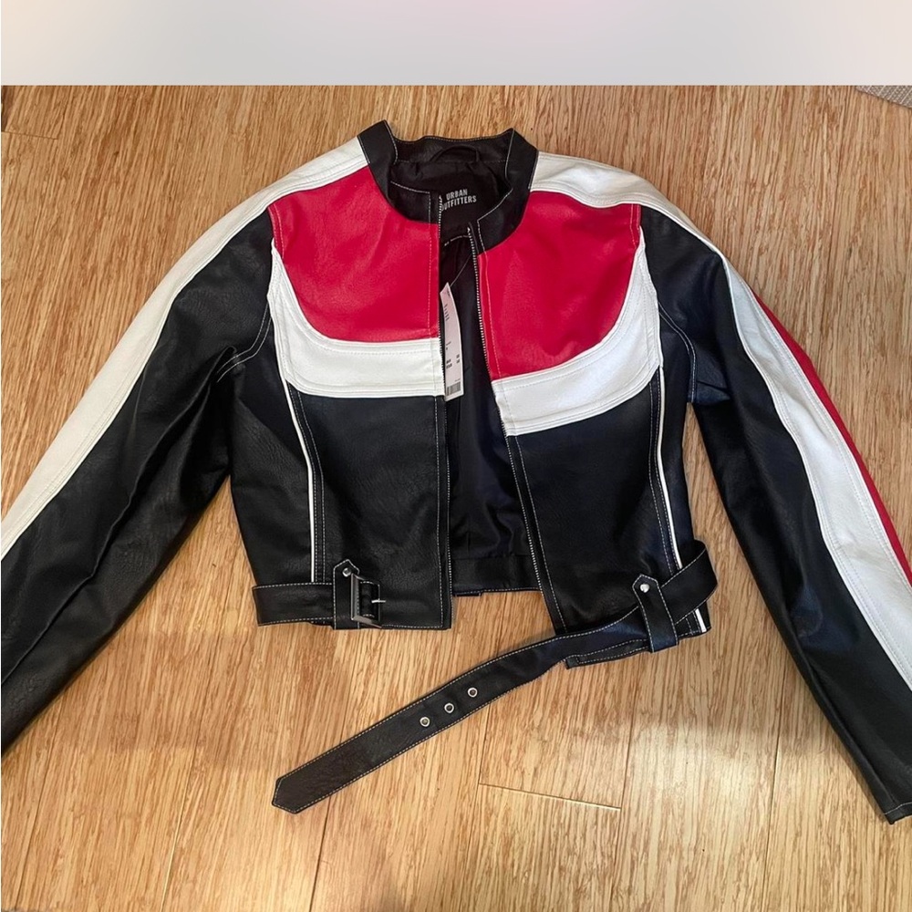 Urban Outfitters Red and Black Leather Jacket